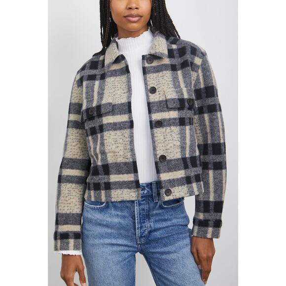 Rails Steffi Plaid Jacket Button Closure - M - Tan Pacific - Picture 2 of 6